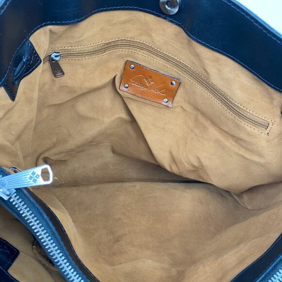 Patricia Nash Black Leather Magnetic Tote | Classic Design - Picture 9 of 11